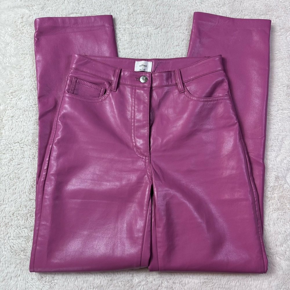 Wilfred Aritzia The Melina Vegan Leather Pants Size 2 High Rise Baribiecore Pink